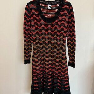 Authentic Missoni Dress, Black/Orange/Tan, Size 40 (US Size 10)